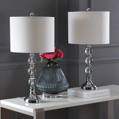 JONATHAN Y 26" (Set of 2) Paul Crystal/Metal Table Lamp (Includes LED Light Bulb) Chrome- JONATHAN Y 2 JONATHAN Y 26" (Set of 2) Paul Crystal/Metal Table Lamp (Includes LED Light Bulb) Chrome- JONATHAN Y - Image 2