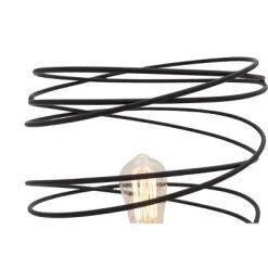 Olivia & May 12" x 21" Industrial Style Round Metal Accent Lamp with Coiled Wire Iron Shade Black - Olivia & May -Desk Lamps sales shop unnamed file 4265