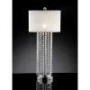 29.75" Antique Metal Table Lamp with Hanging Crystals Silver/White - Ore International