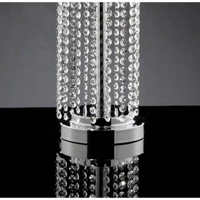 29.75" Antique Metal Table Lamp with Hanging Crystals Silver/White - Ore International 2 29.75" Antique Metal Table Lamp with Hanging Crystals Silver/White - Ore International - Image 2