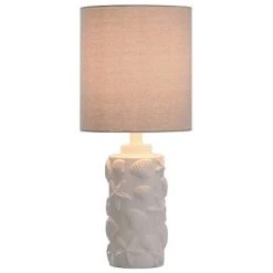 Seashell Motif Table Lamp in White with Hardback Fabric Shade - StyleCraft