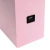 Modern Leather Table Lamp with USB and Fabric Shade Pink - Elegant Designs