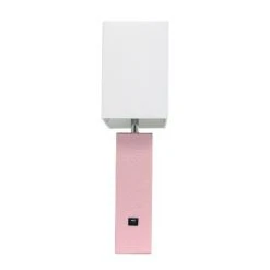 Modern Leather Table Lamp with USB and Fabric Shade Pink - Elegant Designs -Desk Lamps sales shop unnamed file 4293