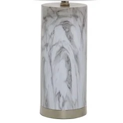 24.5" Pillar Marble Table Lamp with Accents White - Cresswell Lighting