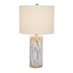 24.5" Pillar Marble Table Lamp with Accents White - Cresswell Lighting -Desk Lamps sales shop unnamed file 4310