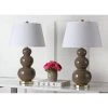 Set of 2 Pamela Triple Gourd Lamp (Includes LED Light Bulb) Taupe - Safavieh