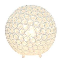 10" Elipse Crystal Ball Sequin Table Lamp White - Elegant Designs