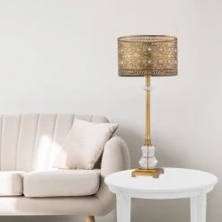 28" 1-Light Bryar Buffet Table Lamp Brass/Crystal - River of Goods -Desk Lamps sales shop unnamed file 4349