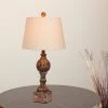 2pk Distressed Sculpted Column Resin Table Lamps Brown - Fangio Lighting