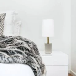 Concrete Table Lamp with Linen Shade White - Lalia Home -Desk Lamps sales shop unnamed file 4398