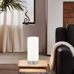 1-Light Pasteri Cylinder Table Lamp Matte Nickel/White - EGLO