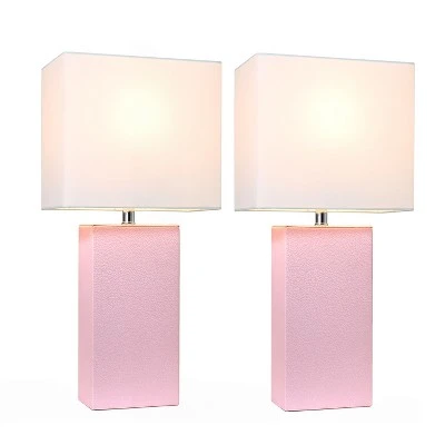 (2pk) 21" Monaco AvenueModern Leather Table Lamp Blush Pink - Elegant Designs 1 (2pk) 21" Monaco AvenueModern Leather Table Lamp Blush Pink - Elegant Designs