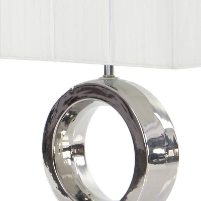 10" x 24" Large Electroplated Metallic Sculpture Ceramic Table Lamp with White/Silver - CosmoLiving by Cosmopolitan 4 10" x 24" Large Electroplated Metallic Sculpture Ceramic Table Lamp with White/Silver - CosmoLiving by Cosmopolitan - Image 4