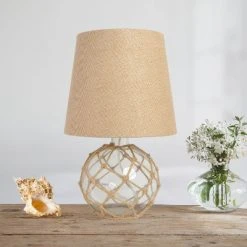 Buoy Rope Nautical Netted Coastal Ocean Sea Glass Table Lamp Clear - Elegant Designs -Desk Lamps sales shop unnamed file 4492