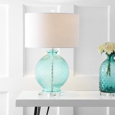 JONATHAN Y 26" Glass and Crystal Estelle Table Lamp (Includes LED Light Bulb) Blue - JONATHAN Y 1 JONATHAN Y 26" Glass and Crystal Estelle Table Lamp (Includes LED Light Bulb) Blue - JONATHAN Y