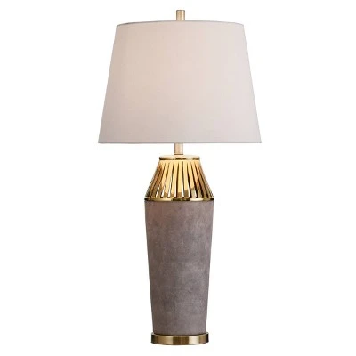 Ceramic Column with Slotted Top Table Lamp Gray - StyleCraft 1 Ceramic Column with Slotted Top Table Lamp Gray - StyleCraft