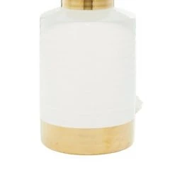 15" x 24" Large Contemporary Style Round Ceramic Table Lamp with Metallic Trim White/Gold - CosmoLiving by Cosmopolitan -Desk Lamps sales shop unnamed file 4531