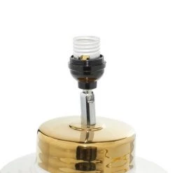 15" x 24" Large Contemporary Style Round Ceramic Table Lamp with Metallic Trim White/Gold - CosmoLiving by Cosmopolitan -Desk Lamps sales shop unnamed file 4534