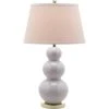 28" Pamela Triple Gourd Ceramic Lamp White (Includes CFL Light Bulb) - Safavieh