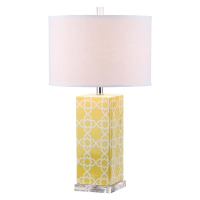 (Set of 2) 27" Quatrefoil Table Lamp Yellow (Includes CFL Light Bulb) - Safavieh 2 (Set of 2) 27" Quatrefoil Table Lamp Yellow (Includes CFL Light Bulb) - Safavieh - Image 2