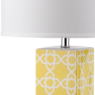 (Set of 2) 27" Quatrefoil Table Lamp Yellow (Includes CFL Light Bulb) - Safavieh 3 (Set of 2) 27" Quatrefoil Table Lamp Yellow (Includes CFL Light Bulb) - Safavieh - Image 3