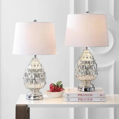 JONATHAN Y 25.5" (Set of 2) Artichoke Glass Table Lamp (Includes LED Light Bulb) Silver - JONATHAN Y 1 JONATHAN Y 25.5" (Set of 2) Artichoke Glass Table Lamp (Includes LED Light Bulb) Silver - JONATHAN Y