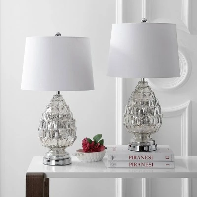 JONATHAN Y 25.5" (Set of 2) Artichoke Glass Table Lamp (Includes LED Light Bulb) Silver - JONATHAN Y 2 JONATHAN Y 25.5" (Set of 2) Artichoke Glass Table Lamp (Includes LED Light Bulb) Silver - JONATHAN Y - Image 2