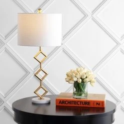 JONATHAN Y 29.5" Metal Diamante Modern Gilt Table Lamp (Includes LED Light Bulb) Gold - JONATHAN Y