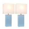 (2pk) 21" Monaco Avenue Modern Leather Table Lamp Periwinkle Blue - Elegant Designs