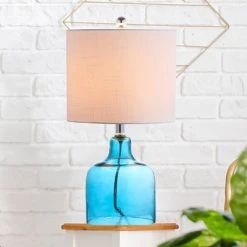 JONATHAN Y 19" Glass Gemma Bell Table Lamp Moroccan (Includes LED Light Bulb) Blue - JONATHAN Y -Desk Lamps sales shop unnamed file 4601