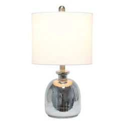 Glass Hammered Jar Table Lamp with Linen Shade White - Lalia Home