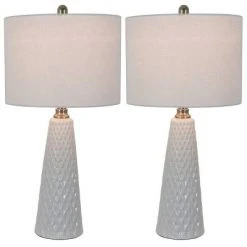 26" Set of Two Jameson Textured Ceramic Table Lamp White - Decor Therapy