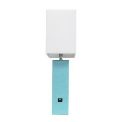 Modern Leather Table Lamp with USB and Fabric Shade Aqua - Elegant Designs -Desk Lamps sales shop unnamed file 4635
