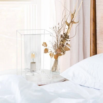 Large Framed Table Lamp with Cylinder Glass Shade White - Lalia Home 2 Large Framed Table Lamp with Cylinder Glass Shade White - Lalia Home - Image 2