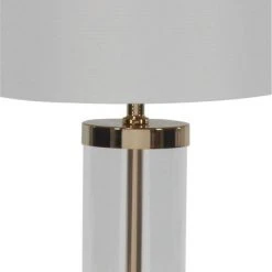 14" x 25" Contemporary Large Cylinder Metal and Glass Table Lamp Gold/White - CosmoLiving by Cosmopolitan -Desk Lamps sales shop unnamed file 4660