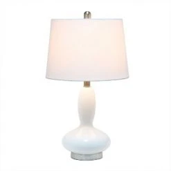 Glass Dollop Table Lamp with Fabric Shade White - Lalia Home