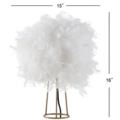 JONATHAN Y 16" Metal Stork Feather Table Lamp (Includes LED Light Bulb) White - JONATHAN Y -Desk Lamps sales shop unnamed file 4685