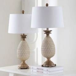 Set of 2 Briar Table Lamp (Includes LED Light Bulb) Antique Cream/Brown - Safavieh