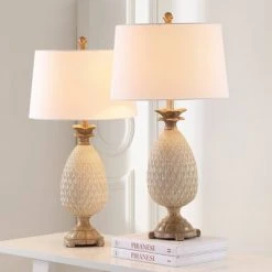Set of 2 Briar Table Lamp (Includes LED Light Bulb) Antique Cream/Brown - Safavieh -Desk Lamps sales shop unnamed file 4688
