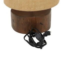 Olivia & May 14" Mahogany Wood Log Table Lamp with Jute Oval Shade Natural - Olivia & May -Desk Lamps sales shop unnamed file 4719