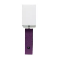 Modern Leather Table Lamp with USB and Fabric Shade Eggplant - Elegant Designs -Desk Lamps sales shop unnamed file 4733