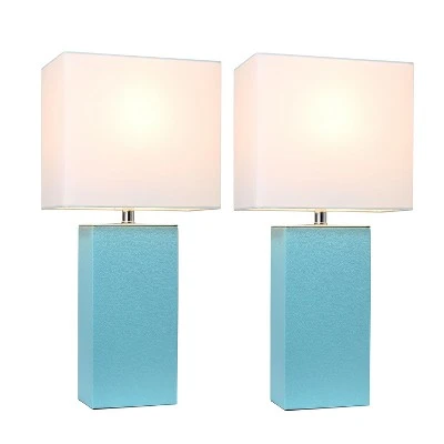 (2pk) 21" Monaco Avenue Modern Leather Table Lamp Aqua - Elegant Designs 1 (2pk) 21" Monaco Avenue Modern Leather Table Lamp Aqua - Elegant Designs