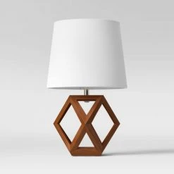 Geometric Wood Figural Accent Lamp Brown - Threshold™ -Desk Lamps sales shop unnamed file 4766