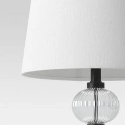 Large Assembled Glass Stacked Ribbed Table Lamp (Includes LED Light Bulb) Clear - Threshold™ -Desk Lamps sales shop unnamed file 4770