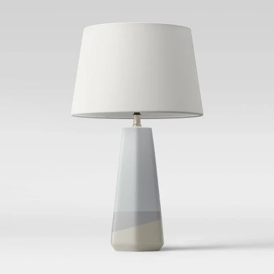 Dipped Ceramic Lamp Blue with Linen Shade - Threshold™ Blue/gray 2 Dipped Ceramic Lamp Blue with Linen Shade - Threshold™ Blue/gray - Image 2