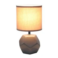 Round Prism Mini Table Lamp with Matching Fabric Shade Gray - Simple Designs