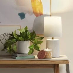 Textural Ceramic Mini Cylinder Shaped Table Lamp - Threshold™ Light Brown