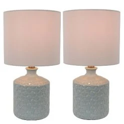 Set of 2 Della Ceramic LED Table Lamps (Includes Energy Efficient Light Bulb) - Decor Therapy White