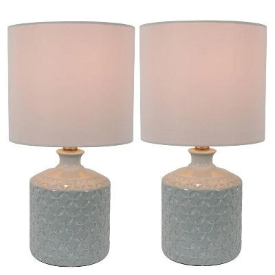 Set of 2 Della Ceramic LED Table Lamps (Includes Energy Efficient Light Bulb) - Decor Therapy White 1 Set of 2 Della Ceramic LED Table Lamps (Includes Energy Efficient Light Bulb) - Decor Therapy White
