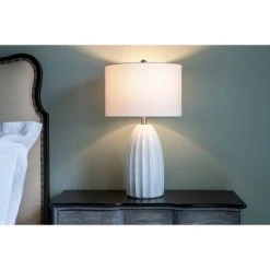 27" Cannon Crackle Table Lamp White - Decor Therapy -Desk Lamps sales shop unnamed file 4837